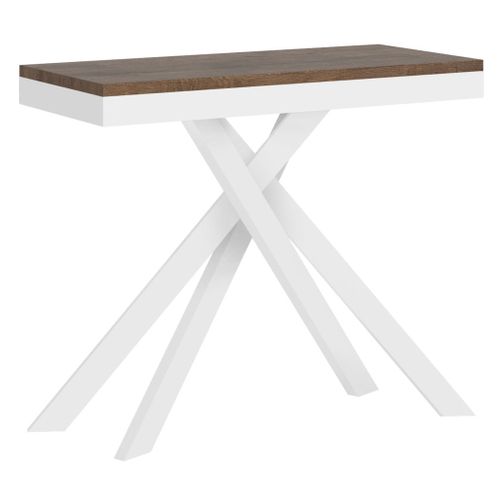 Console Extensible 90x40/300 Cm Krack Evolution Noyer Cadre Blanc