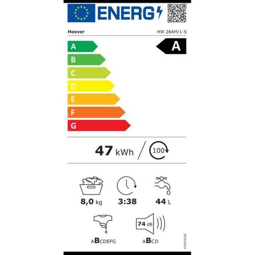 Lave-linge Hublot  H-wash 500 Hw 28am/1-s - 8 Kg - Induction - 1200 Trs/min - Classe A - Connecté
