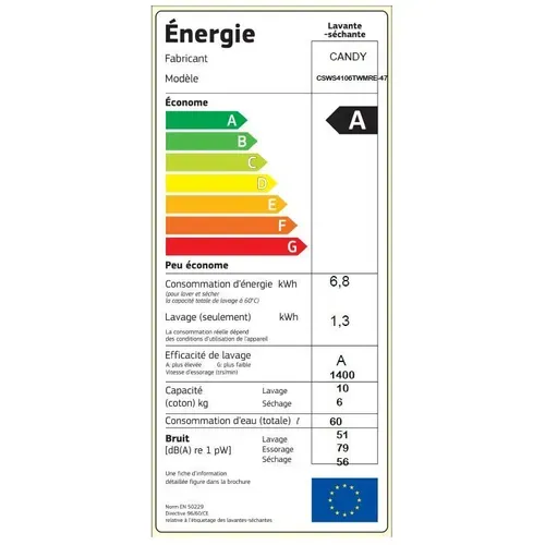 Lave-linge Séchant 10kg 1400 trs/mn - Csws 4106 Twmre-47