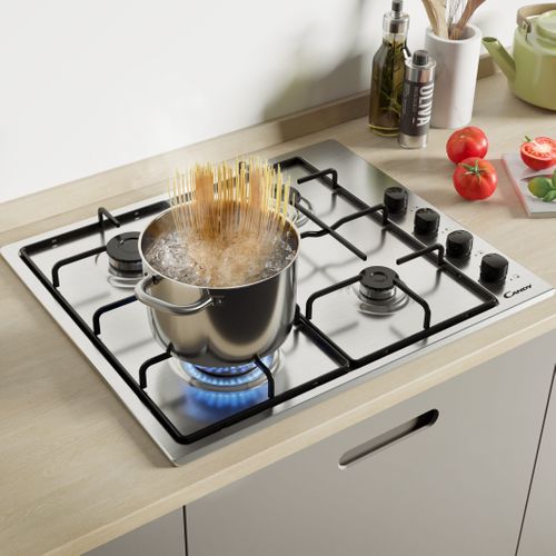 Table de cuisson gaz CANDY CKD621LX 4 foyers Inox