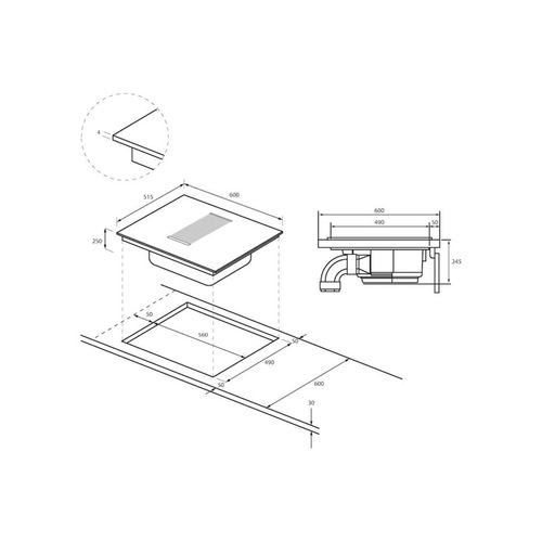 Plaque Induction Haih6iesce + Hotte Integree