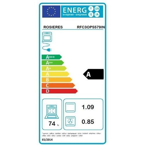 Four Encastrable Pyrolyse Chaleur Pulsée - Noir - Porte Froide - 75 L - Rfc3op5579in