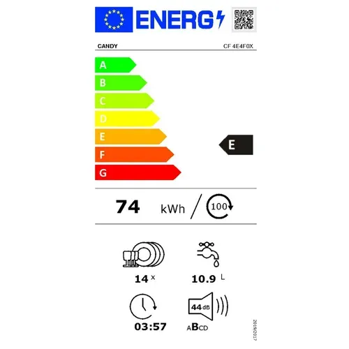 Lave-vaisselle Pose libre 60 cm 14 Couverts 44 dB Inox - Cf4e4f0x