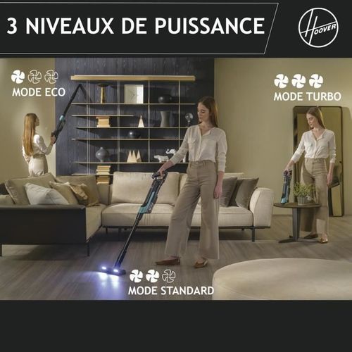 Aspirateur Balai Sans Fil - Hf201p - Ultra-léger, Puissant 50aw, Turbobrosse Spécial Animaux, Tech