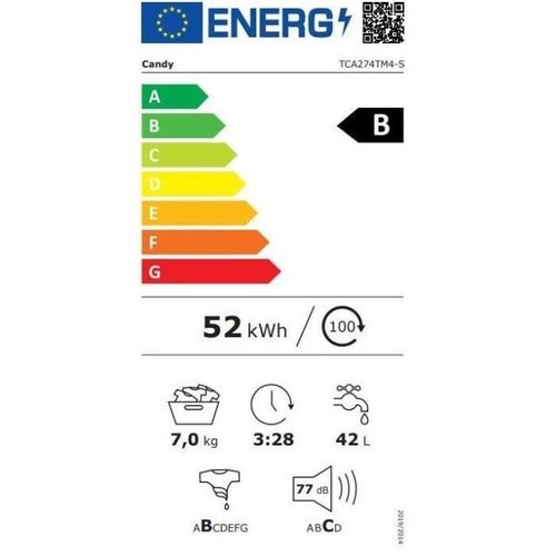 Lave-linge Top  Tca274tm4-s Prowash 300 -7 Kg - 1200 Trs/min - Classe B - Blanc