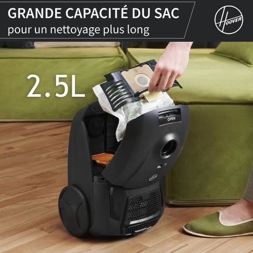 He1 - Aspirateur Traineau Avec Sac Compact Et Puissant - Grande Capacité 2,5l - Haute-performance