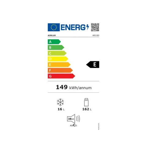 Réfrigérateur 1 porte encastrable 178l Hauteur 122 cm - Ari180