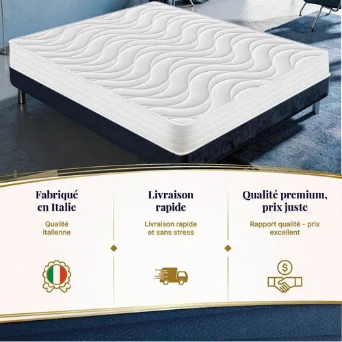 Matelas Mousse 140x200 CLEOLUX - Epaisseur 20 Cm - Réversible - Côté Été/hiver