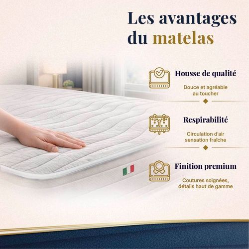 Matelas Mousse 140x200 CLEOLUX - Epaisseur 20 Cm - Réversible - Côté Été/hiver