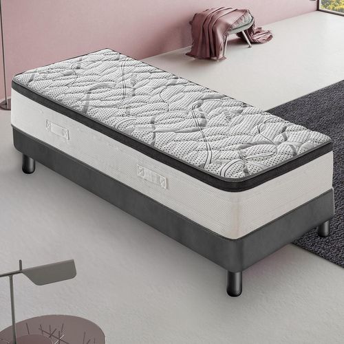 Matelas Mousse 90x200 Cm Deluxe - Epaisseur 20 Cm - Réversible - Côté Été/hiver