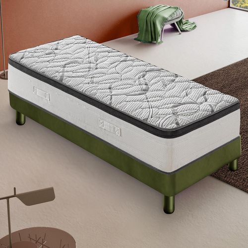 Matelas Mousse 90x200 Cm Deluxe - Epaisseur 25 Cm - Réversible - Côté Été/hiver