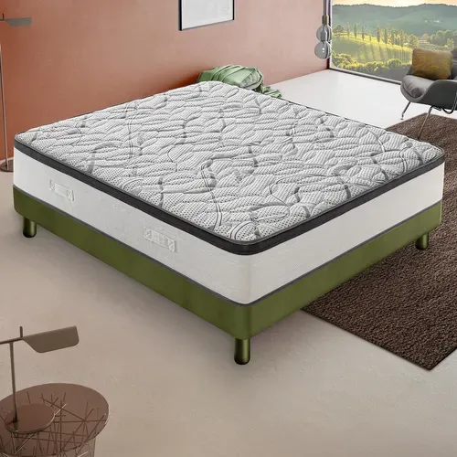 Matelas Mousse  160x200 Cm Deluxe - Epaisseur 25 Cm - Réversible - Côté Été/hiver