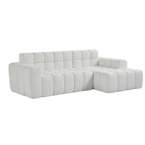 Canapé Compressé Canapé angle fixe Moderne 3 Places 250X150X85Cm, Sans Installation, Tissu, Beige