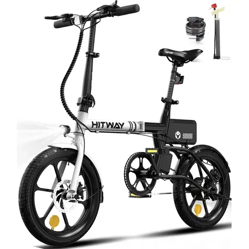 Vélo Électrique Pliable 16" E-bike Moteur 250w Avec Batterie Amovible 36v6ah, Autonomie Max 25-60km