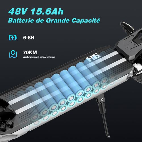 Trottinette Électrique Pliable - Pneus Gonflables 8,5" - App - Batterie 48v 15.6ah - Scooter H6