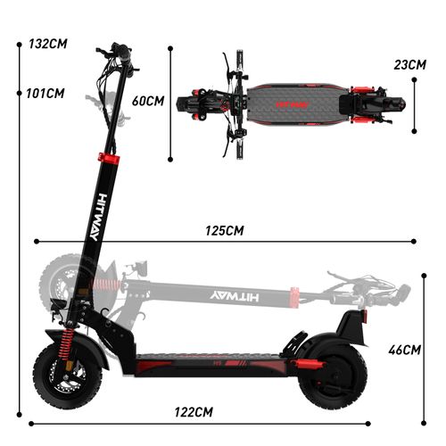 Trottinette Électrique Pliable - Pneus Solides 10" - App - Batterie 48v 15.6ah - Scooter Noir/rouge