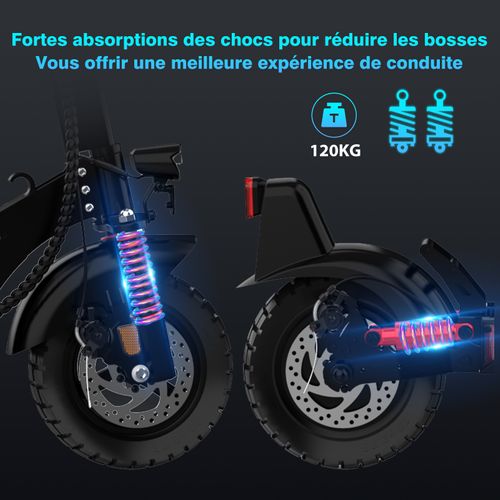Trottinette Électrique Pliable - Pneus Solides 10" - App - Batterie 48v 15.6ah - Scooter Noir/rouge