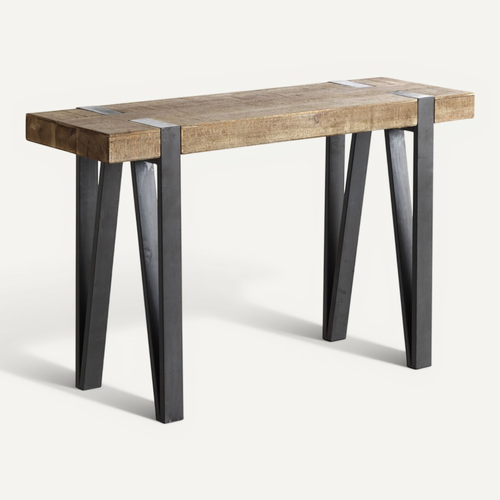 Table Console En Bois Avec Pieds En Métal