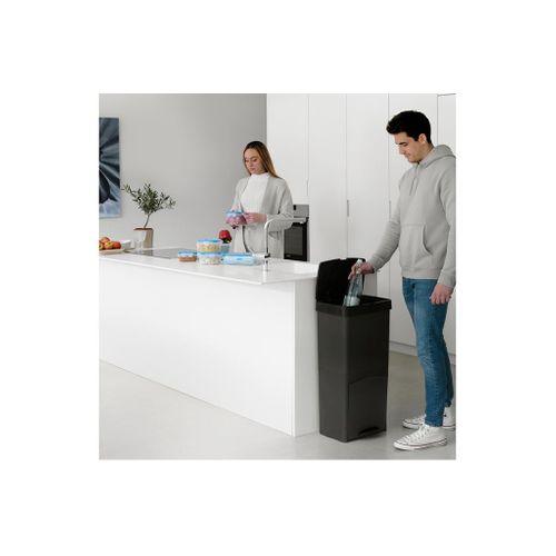 Poubelle De Recyclage 3 Compartiments - Plastique Recyclé - 70l - Anthracite - Vanern