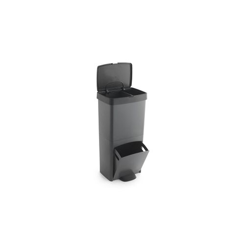Poubelle De Recyclage 3 Compartiments - Plastique Recyclé - 70l - Anthracite - Vanern