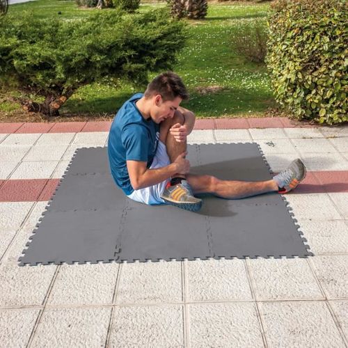 Lot De 9 Dalles De Protection De Sol Gre - En Mousse Gris Anthracite 50x50x0,8 Cm