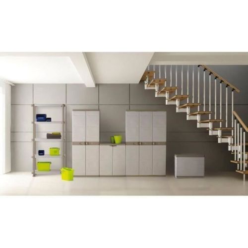 Coffre De Rangement Verrouillable 190 L En Résine, Avec Roulettes - Beige