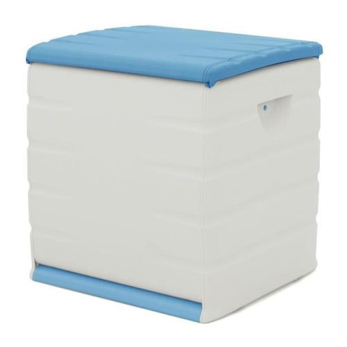 Coffre Cadenassable Avec Roulettes - 190 L - Fonctionnel Et Esthétique - Beige Et Bleu