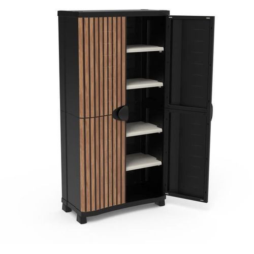 Armoire De Rangement Compacte 90 Cm, 4 étagères Réglables, Noir/gris