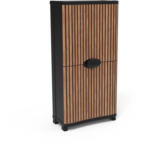 Armoire De Rangement Compacte 90 Cm, 4 étagères Réglables, Noir/gris