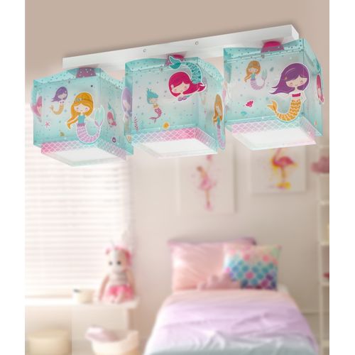 Plafonnier Enfant 3 Lumières Mermaids Sirènes