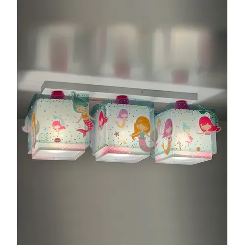 Plafonnier Enfant 3 Lumières Mermaids Sirènes