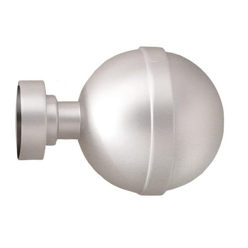 Paire D'embouts 'sphère' Pour Barre D. 28 Mm - Diam. 28 Mm - Argent