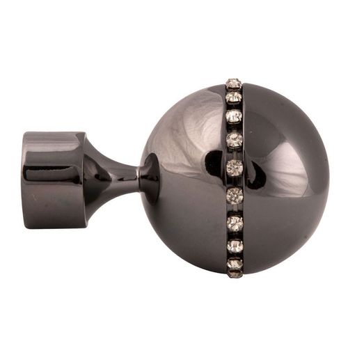 Paire Embouts De Tringle "sphère Strassée" - Diam. 20 Mm - Gris Souris
