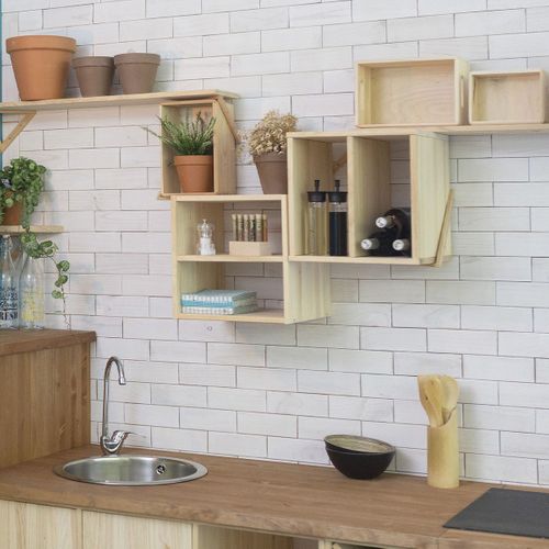 Etagère Cube En Pin Massif Avec Une Tablette - L36,2 Cm