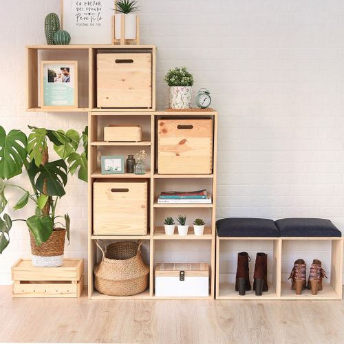 Etagère Cube En Pin Massif Avec Une Tablette - L36,2 Cm