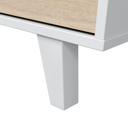 Buffet 3 portes ZAIKEN imitation chêne et blanc brillant