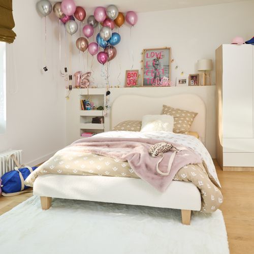 Armoire 2 portes 2 tiroirs LINEA Imitation chêne et blanc