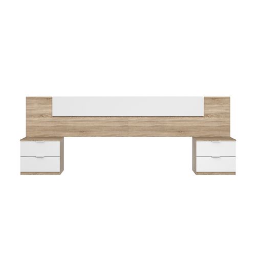 Tête de lit 2 chevets 4 tiroirs LINEA blanc