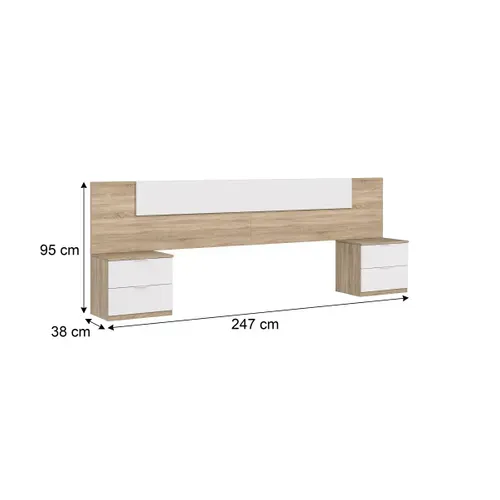 Tête de lit avec chevets 140/160 cm LINEA blanc