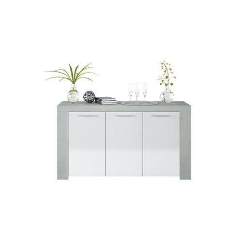 Buffet Wendy 3 Portes L144cm -  Blanc / Béton