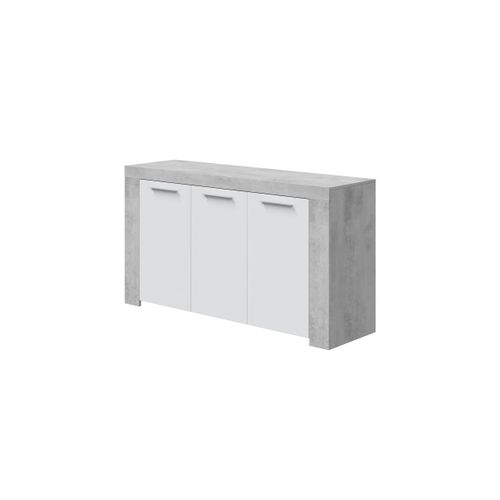 Buffet Wendy 3 Portes L144cm -  Blanc / Béton
