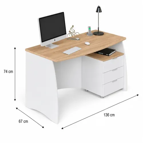 Bureau INK Blanc et imitation chêne