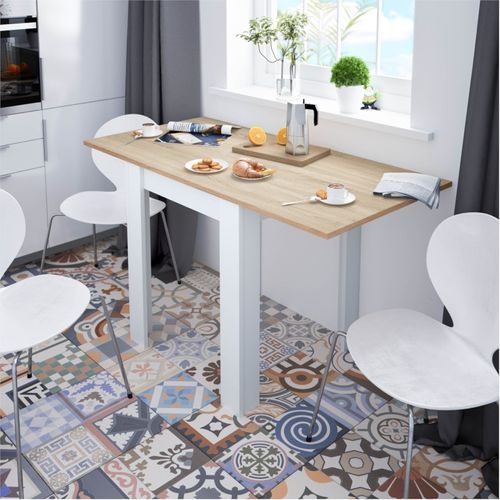 Betty - Petite Table À Manger Cuisine Extensible L67/134 X P67cm - Bois Naturel Et Blanc