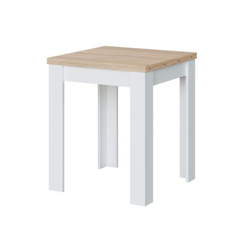 Betty - Petite Table À Manger Cuisine Extensible L67/134 X P67cm - Bois Naturel Et Blanc