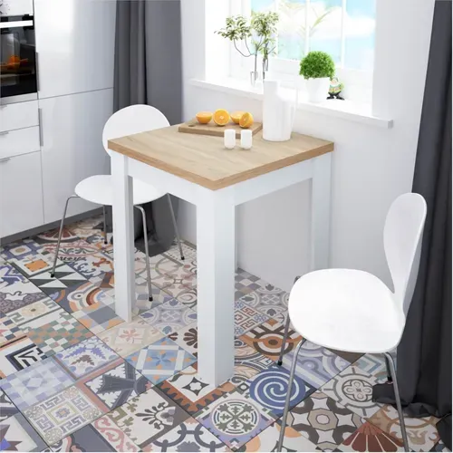 Betty - Petite Table À Manger Cuisine Extensible L67/134 X P67cm - Bois Naturel Et Blanc