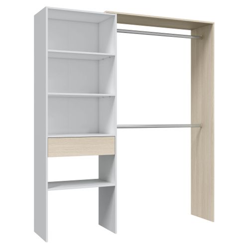 Kit dressing L. 158 cm CAMILA imitation chêne et blanc