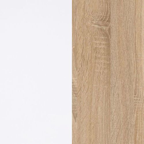 Meuble TV Laura 2 Niches, 1 Porte Et Étagère Murale L135cm - Blanc / Bois