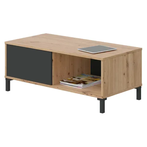 Table basse rectangulaire L.100 cm BERTILLE imitation chêne et anthracite