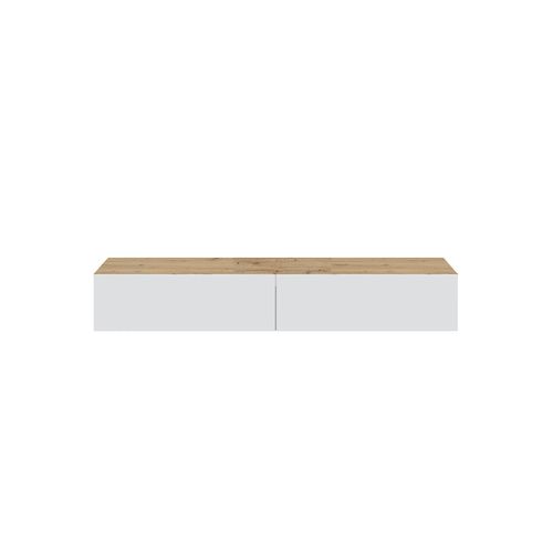 Meuble TV 180cm suspendu ALIZEE imitation chêne/ blanc