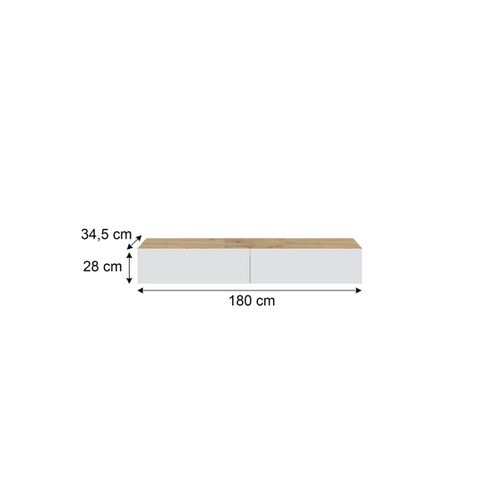 Meuble TV 180cm suspendu ALIZEE imitation chêne/ blanc